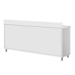Tavolo armadiato in acciaio inox ECO - 1800x600 mm - con anta scorrevole e alzatina