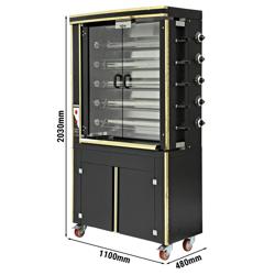 Kycklinggrill - Gas - 30kW - med 5 spett för 30 kycklingar - Svart