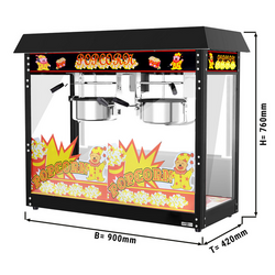 Mașină de popcorn - 10 kg / h - cu 2 fierbătoare