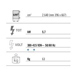 Elektrisk stekbord - slät - med blank yta ( 5,7 kW)