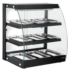 Vitrina calefactora - 650mm - con 3 estantes - negro