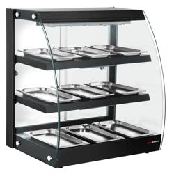 Warmhoudvitrine - 648mm - 1,16kW - 3 niveaus - zwart