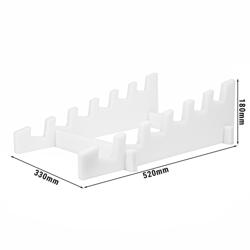 Regál na prkénka na krájení - 520x330x180 mm - Polyetylen (PE) - bílá - pro 6 prkének - pro tloušťku 40 mm