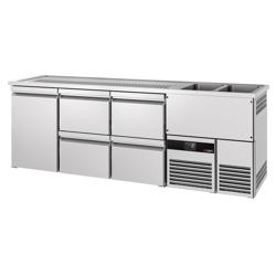 Banco spillatura birra PREMIUM - 2500x700mm - 1 porta e 4 cassetti
