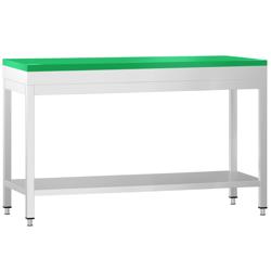 Mesa de Trabalho em Aço inox, PREMIUM - 1,5 m - Bancada de trabalho com 60 mm de Espessura (Verde)