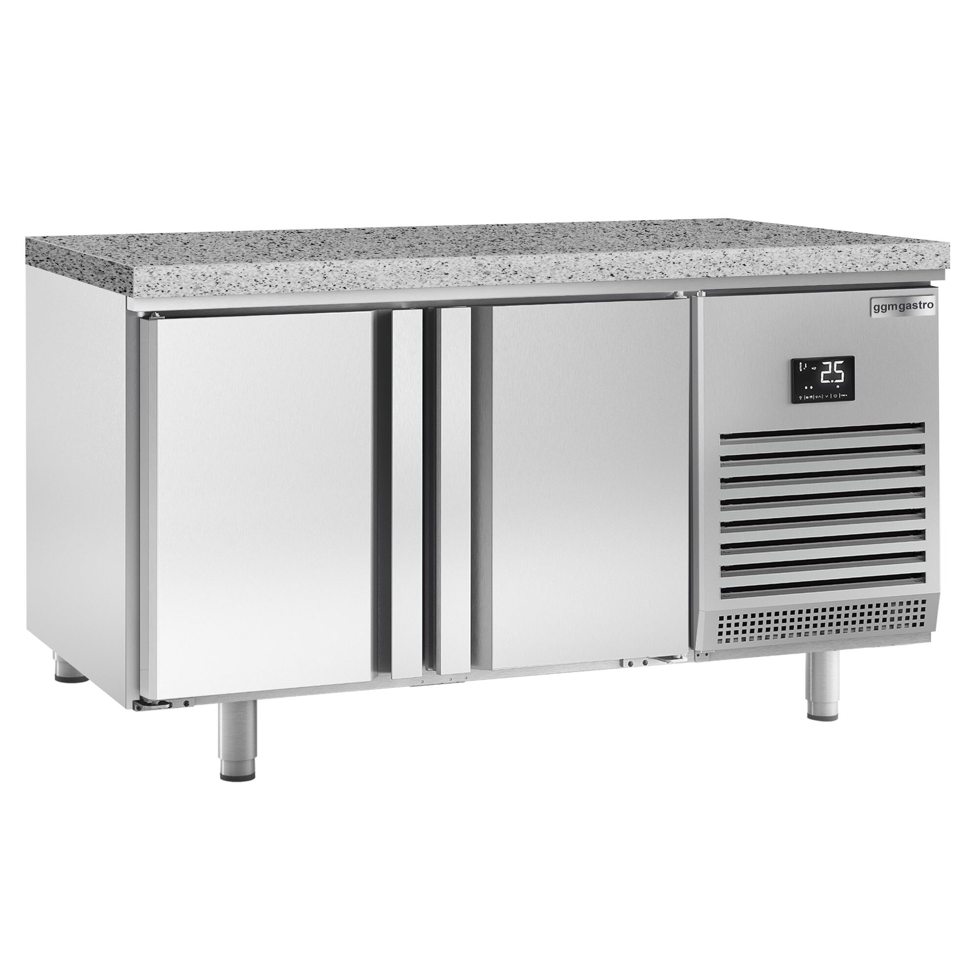 Table réfrigérée de boulangerie PREMIUM PLUS - 1618x800 mm - avec 2 portes & plan de travail en granit
