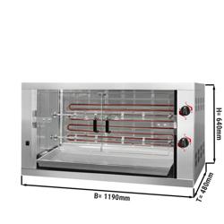 Elektro Hähnchengrill - 9,6 kW - mit 2 Spießen für bis zu 12 Hähnchen