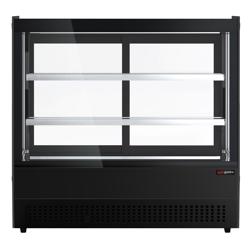 Vetrina refrigerata da banco - 120 litri - 700 mm - con 2 ripiani in vetro - angolare - nero