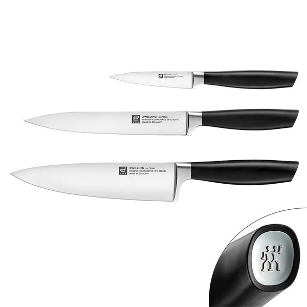 (3 pieces) ZWILLING | All Star Knife Set – Black Handle - FRIODUR Ice-Hardened - Made in Germany