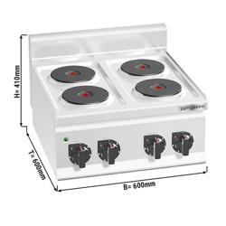 Elektroherd - 8 kW - 4 Platten Rund