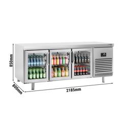 Commercial Counter Fridge PREMIUM PLUS - 2185x800mm - glass doors - with 3 doors - capacity 635 litres