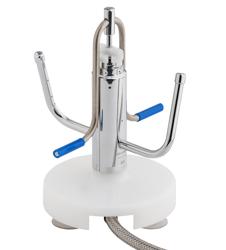 Glazen spoeler Horeca voor spoelbak - met zuignappen en slang - met automatische waterafsluiting