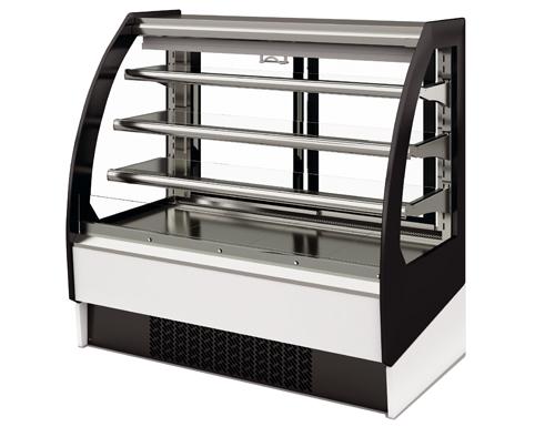 Commercial wall-mounted refrigerated display shelving - 978 mm - with lighting and 3 shelves - rear sliding doors