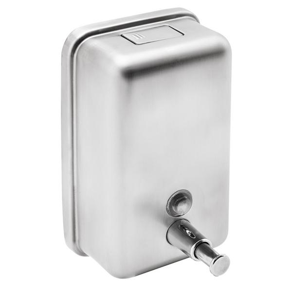 Manuel (Basmalı) Sıvı Sabunluk - 1000ml - Paslanmaz çelik - Duvara monte, Manuel (basmalı), Şeffaf seviye pencereli