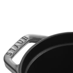 STAUB | Mini Cocotte Oval Enamelled Cast Iron Casserole Dish – 170 mm Oval – Graphite Grey – Pig Lid