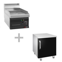 Elektrisk stekbord - räfflad (4 kW) inkl. underrede | grillplatta | bordsgrill | stekgryta | pannkakslagg | grill | hotell och