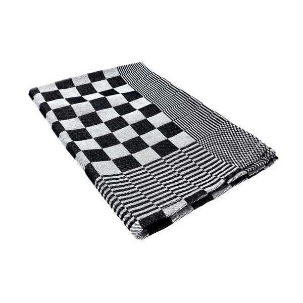 (180 piezas) Trapo de cocina de algodón - 65 x 65 cm - Cuadros negros / blancos