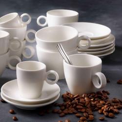(6 st) BART - Espressofat - Rund - Ø 110 mm - Elfenbensvit