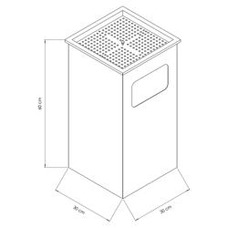 Pattumiera - con posacenere estraibile - 300x300x600mm - Acciaio inox