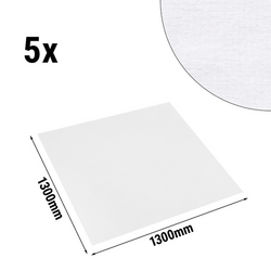 (5 piezas) Mantel de Damasco Tessin Atlas - 130 x 130 cm - Blanco