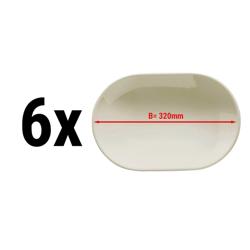 (6 Stück) TEOS - Platte/Dönerteller - oval - Länge: 320mm - Creme