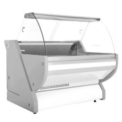 Koeltoonbank - 1325x1150mm - 260 liter - wit - gebogen ruit - granit werkblad