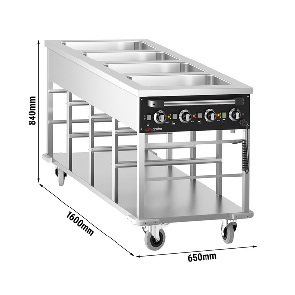 Cărucior termic pentru bain-marie - 4 x GN 1/1 - Temperatura bazinului reglabilă separat