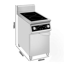 Fourneau à induction - 10kW - 2 foyers - sur soubassement 1 porte