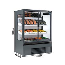 Supermarkt-Wandkoelmeubel - 1330mm - 370 liter - met 1 dubbelglas glazen draaideuren & 2 schappen - antracietgrijs