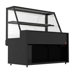 Broodvitrine (ongekoeld) TORONTO - 1500x800mm - 1 plank - LED-verlichting - zwarte front - werkblad van graniet