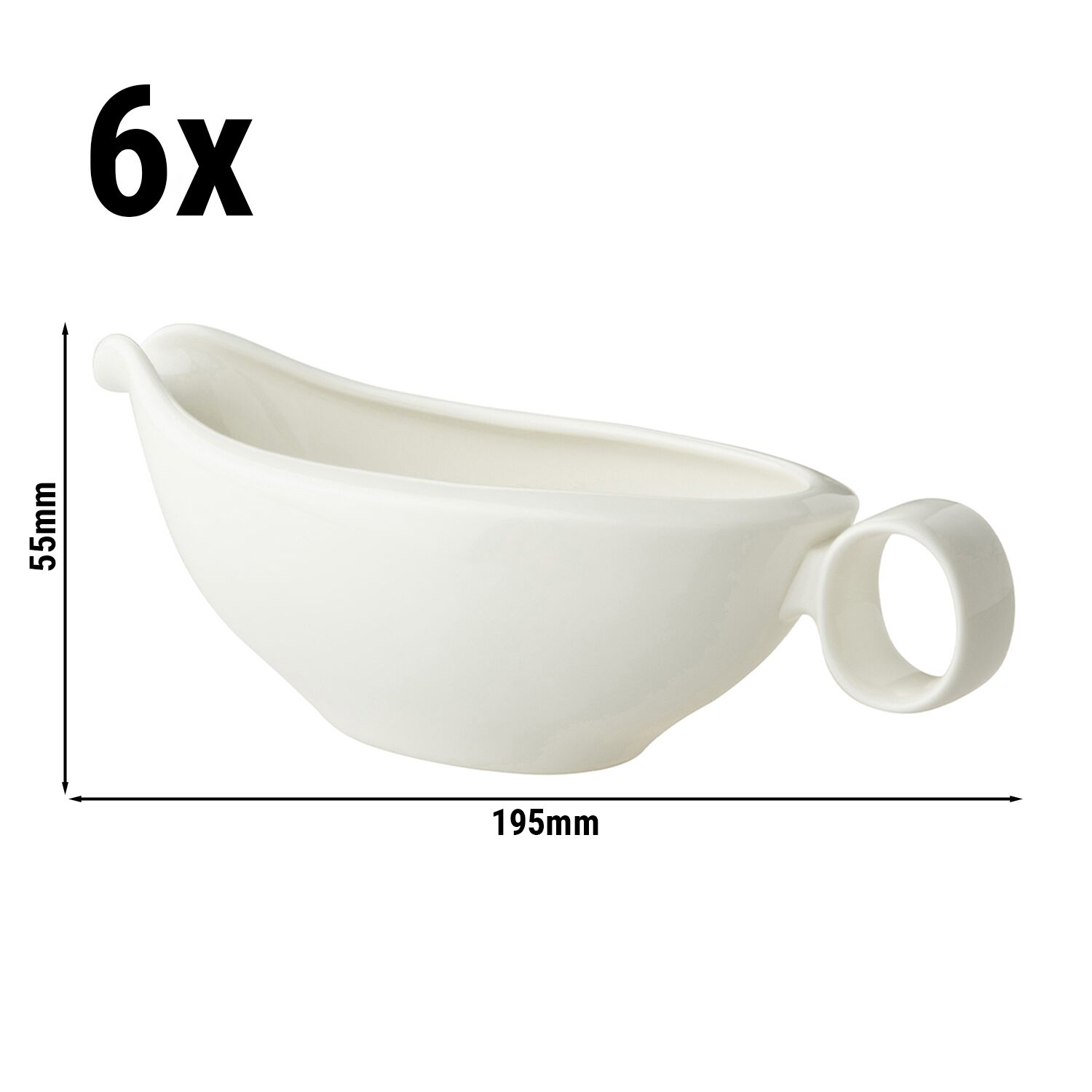 (6 pièces) LUX – Saucière Maastricht – 250 ml – 195 × 85 mm – ivoire