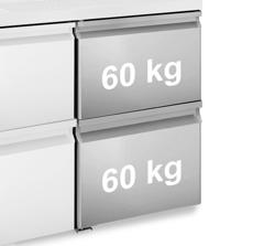 Bloc 2 tiroirs pour table - en inox - 540x610x860mm - pour BRF & BLF - composé de 2x 1/2 tiroirs