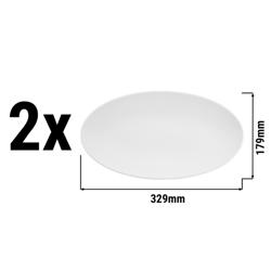 (2 pieces) SELTMANN WEIDEN | Oval Coupe Serving Platter – 330x180 mm - White High-Gloss Porcelain - Microwave & Oven Safe