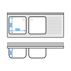 Evier ECO - 1600x700mm - avec fond & 2 bacs à gauche