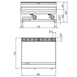 Električni roštilj - 9,6 kW - Glatka - površina pečenja: 795x500 mm - stolni - satinirana (Scotch-Brite) završna obrada