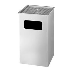 Afvalbak - gesloten - 300x300x600mm - met asbak, binnenring - RVS