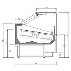 Ijstoonbank IVY - 1562mm - Convectie - voor 16x 5 liter ijsbakken - Zwart
