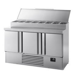میز یخچالی آماده سازی کوچک - 1460*700 میلی 8xGN1/4 متر - سه درب - ویترین استیل