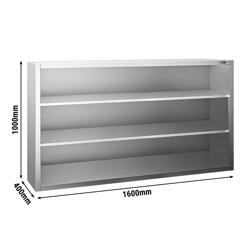 Edelstahl Wandhängeschrank PREMIUM - 1600x400mm - ohne Schiebetür - 1000mm hoch