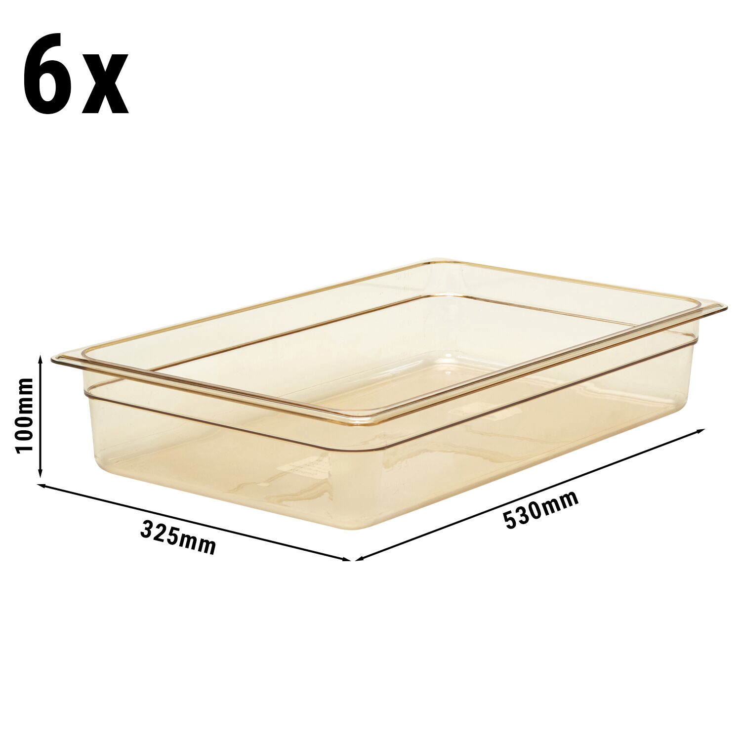 (6 pièces) CAMBRO | H-PAN™ - Conteneur GN 1/1 résistant à la chaleur - Ambre - Hauteur : 100mm