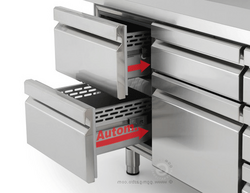Koelwerkbank Premium PLUS - 1468x600mm - met 4 laden & met achterwand