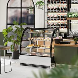 Vitrine à pâtisserie réfrigérée - 414L - 1200mm - Double vitrage - avec 3 étagères en verre - portes coulissantes vitrées arrière