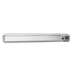 Commercial Countertop Refrigerated GN Topping Rail ECO – 9x GN 1/3 - 2000×395 mm - Stainless lid - Black Front