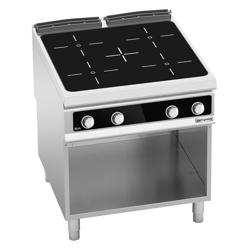 Cucina in vetroceramica professionale - PAOLO 900 - 800x900x940mm - 16,0 kW - 4 piastre - su vano aperto - Bflex Digital