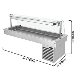 Commercial Drop-in Refrigerated Well - 1785mm - +2 to +8°C - 5x GN 1/1 - 410W - Curved Glass - with Glass Sneeze Guard