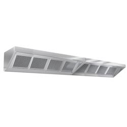 Wandafzuigkap RVS - 700mm diep - 2800mm - zonder motor - met 6 labyrintfilters en verlichting