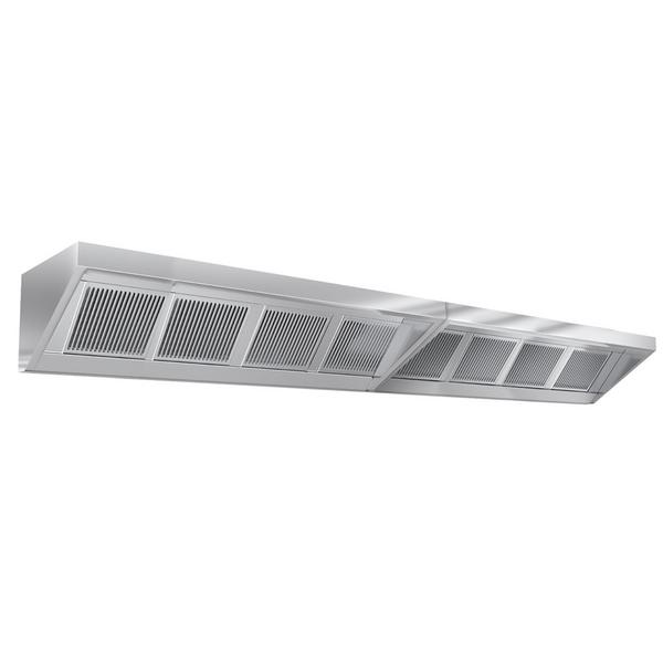 Wandafzuigkap RVS - 900mm diep - 2600mm - zonder motor - met 5 labyrintfilters en verlichting