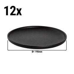 (12 pcs) UNIVERSE | Plate - flat - Porcelain - Ø190mm - Black