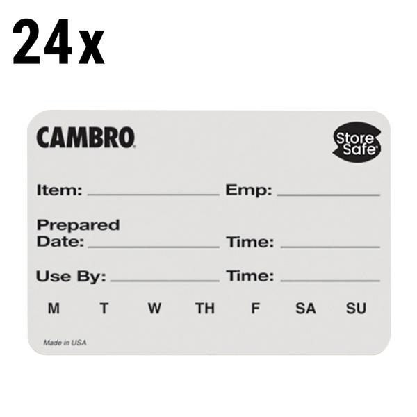 (24 rolls) CAMBRO | StoreSafe® Dissolvable Food Rotation Labels – 250 labels/roll – -40°C to 93°C