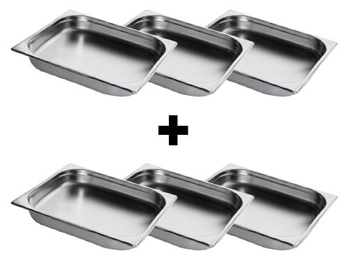 (6 pieces) Gastronorm Container - 2/3 - Stainless Steel - 40 mm